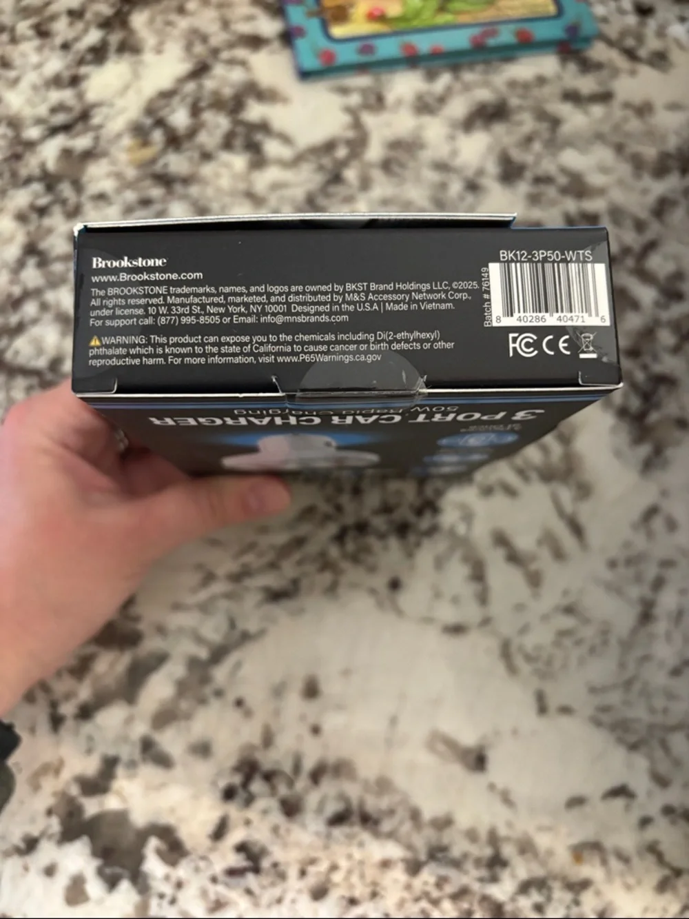Brookstone White 3-Port Car Charger with USB-C and USB-A Ports